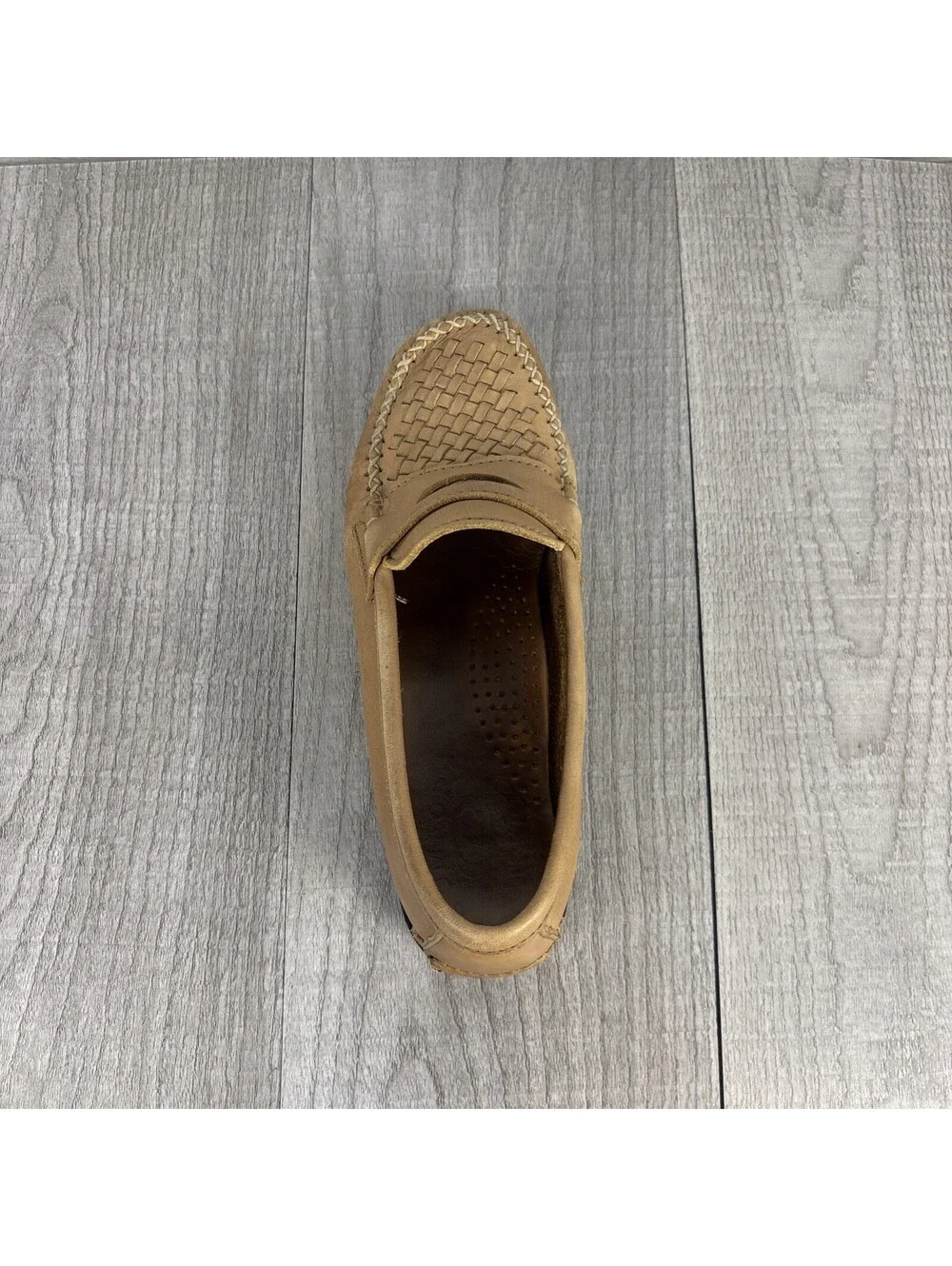 Vintage Dexter USA Women's 5.5 M Woven Leather Loafers Tan Slip On